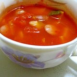 大豆とカボチャのトマトスープ